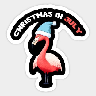 Xmas in July, Funny Flamingo Santa Tropical Christmas Sticker
